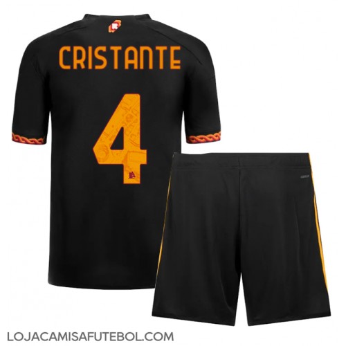 Camisa de Futebol AS Roma Bryan Cristante #4 Equipamento Alternativo Infantil 2023-24 Manga Curta (+ Calças curtas)